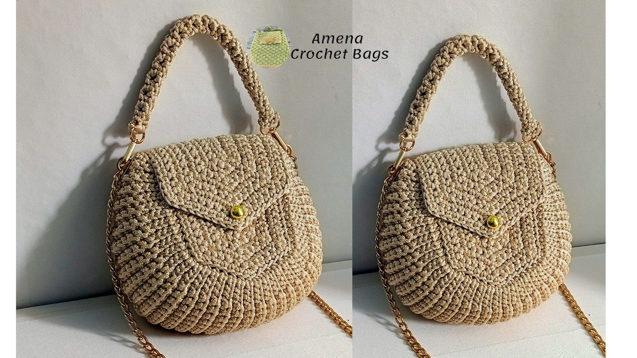 Лёгкая сумка крючком 🧶 Элегантная средняя с клапаном | Для начинающих