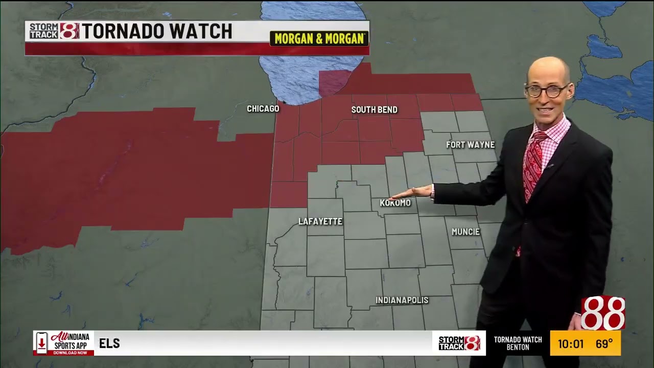 Tornado warnings in northern Indiana and Illinois on night of March 10, 2026