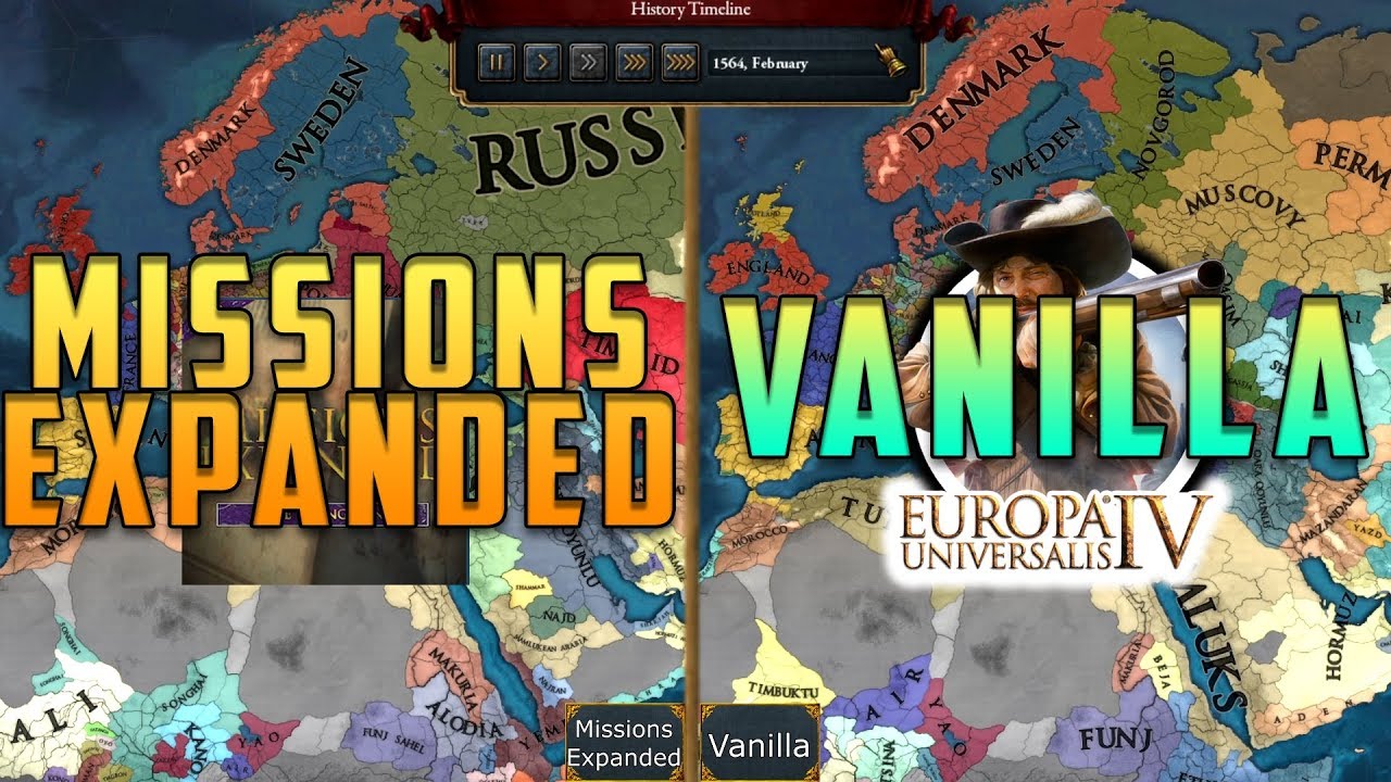 [EU4] Double Timelapse - Vanilla vs Mod (Missions Expanded)