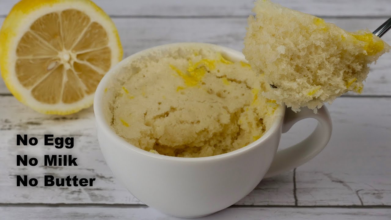 Vegan Lemon Mug Cake - 1 Minute in Microwave, No Eggs, No Dairy