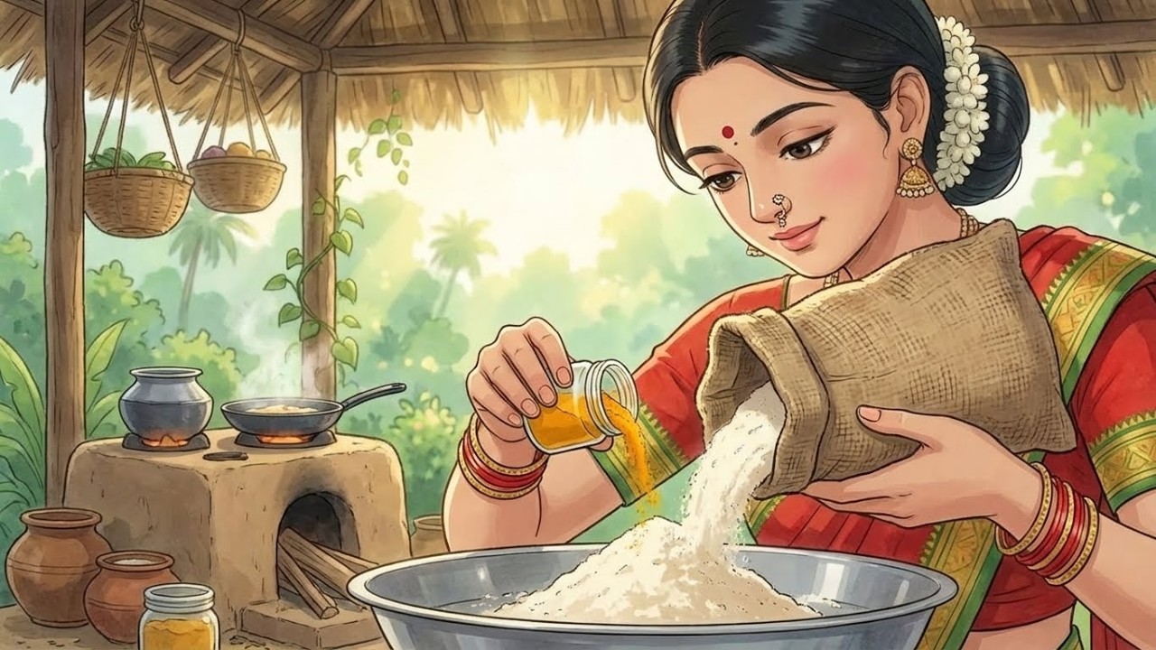 [ASMR] Rural India Cooking: Making Puranpoli, Bobbatlu, Desi Ghee Ghibli Traditional Village Kitchen