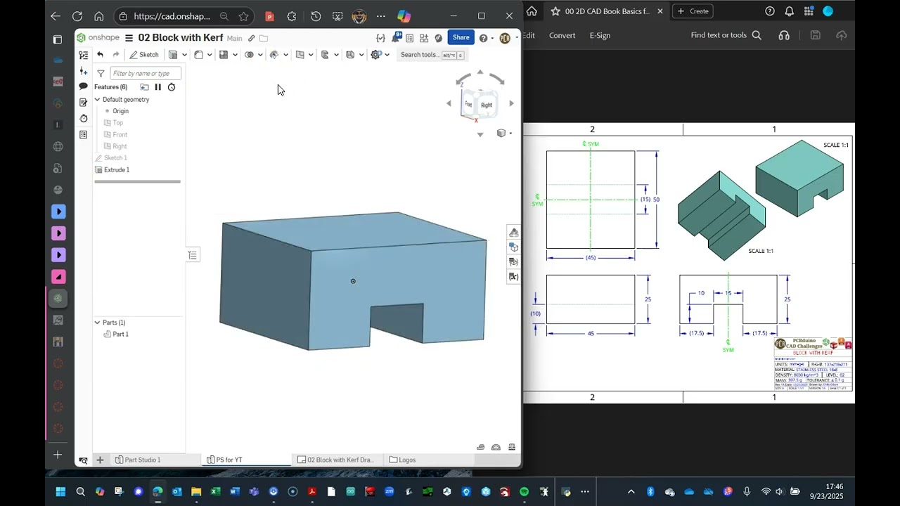PCR CAD - 02 Block With Kerf Onshape Tutorial