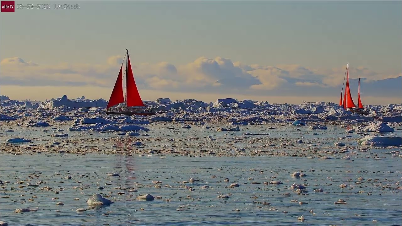 Aug 22, 2025: Sailboats Sail Among Icebergs in Greenland