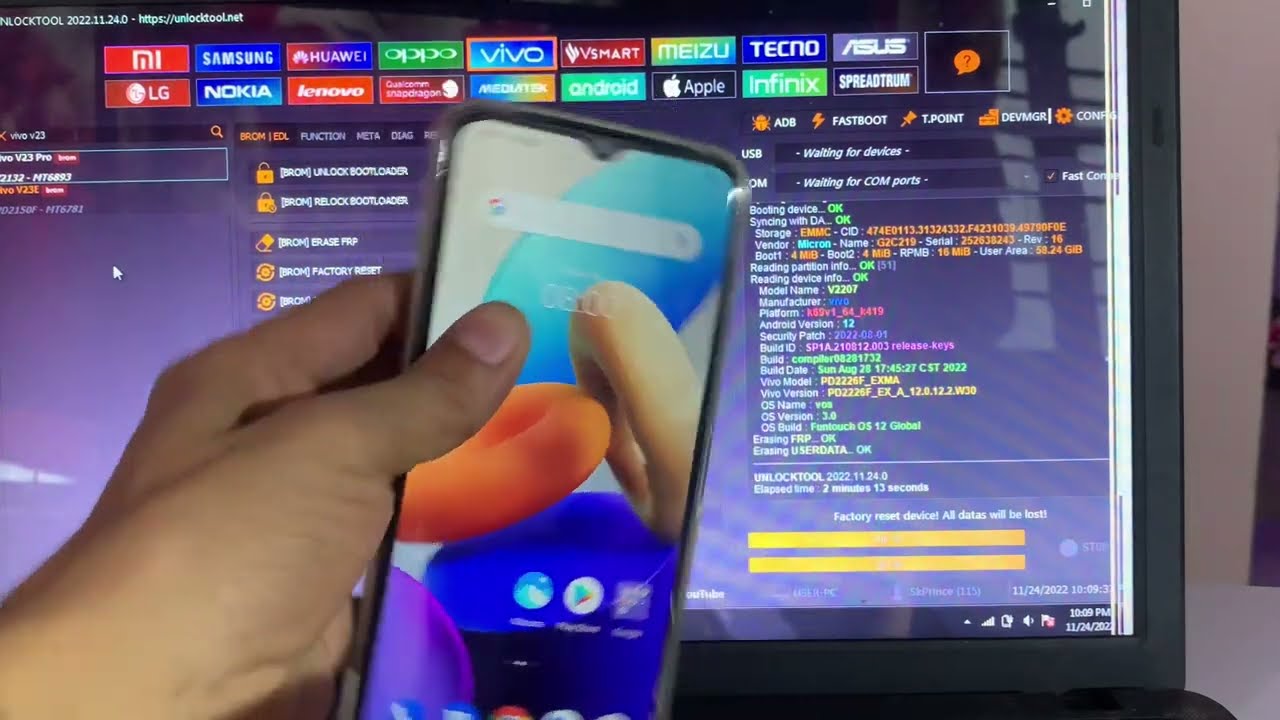 Vivo Y22 Frp Unlock Android 12💯Done