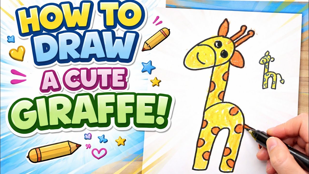 How to Draw a cute Giraffe #animalshorts #drawing 