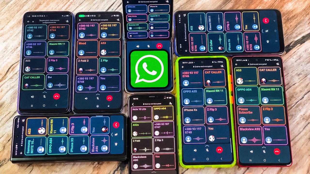 Z Fold + iPhone + Z Flip + Xaomi Redmi + OPPO + Blackview + Samsung Note10 + A53 WhatsApp Group Call