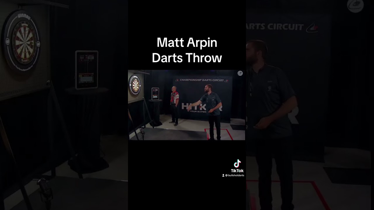Sideways view of Matt Aprin&rsquo;s darts throw #darts