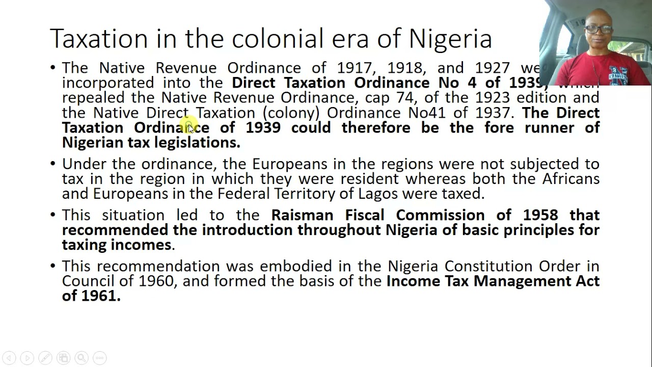 Taxation session 2   History of Taxation in Nigeria