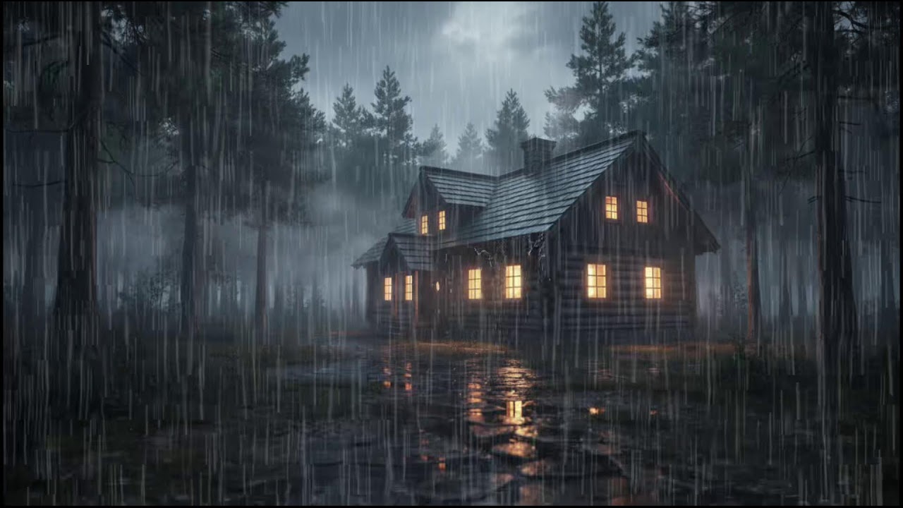 Peaceful Night Rain Ambience for Sleep 🌲 | Calm Rain Sounds to Focus, Study, and Relax Mind