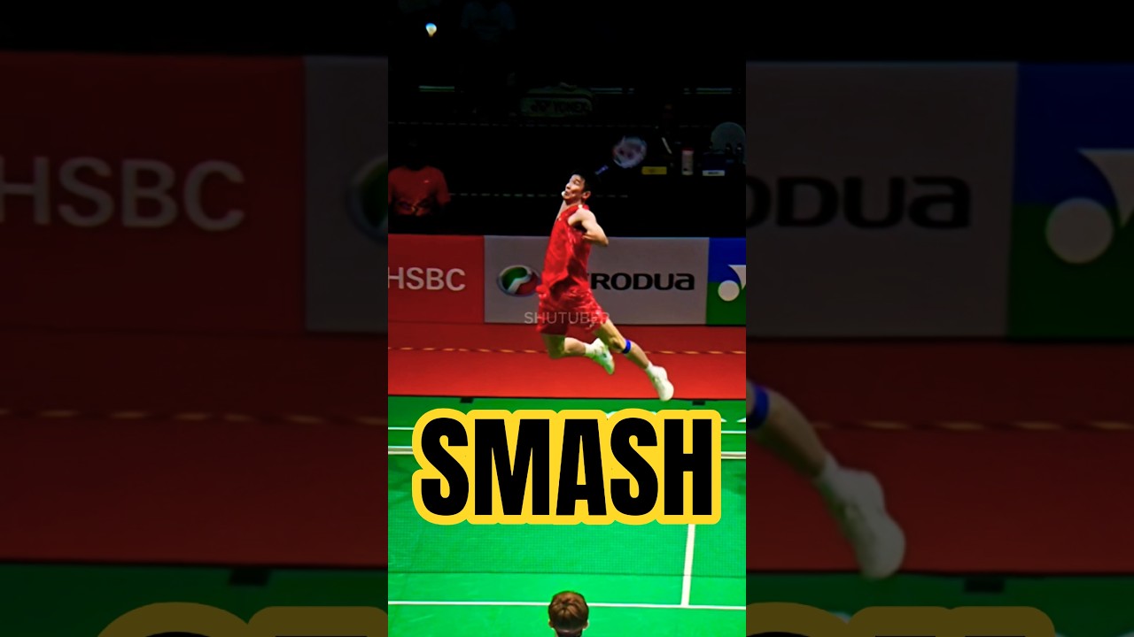 Badminton Men Single China Li Shi Feng Jump Killer Smash in Slow Motion #badminton