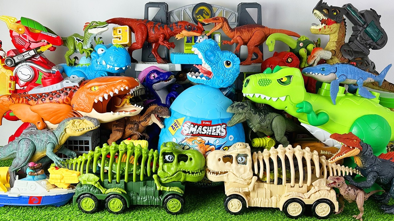 Jurassic World Unboxing Review Asmr Dinosaur T-rex Mosasaurus Allosaurus Dino Truck Surprise Egg