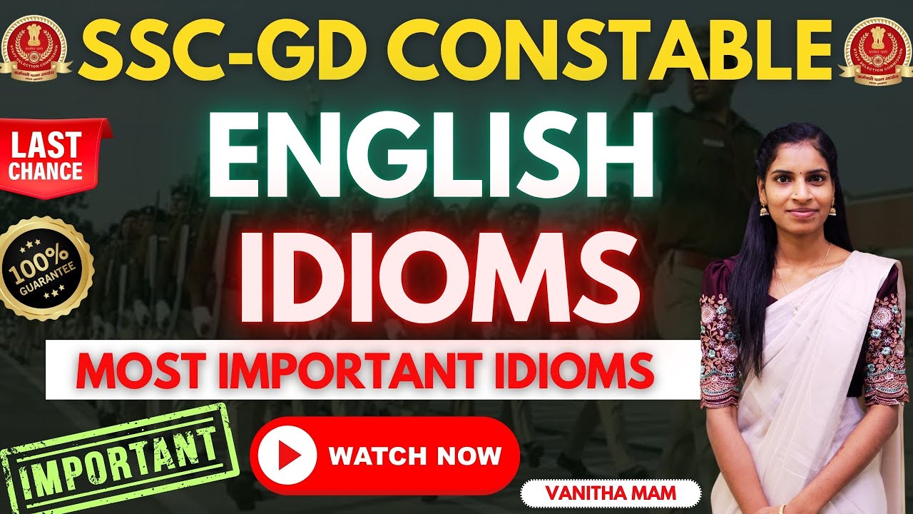 SSC GD 2025 MOST IMPORTANT IDIOMS by vanitha Mam | SSC GD free  English classes