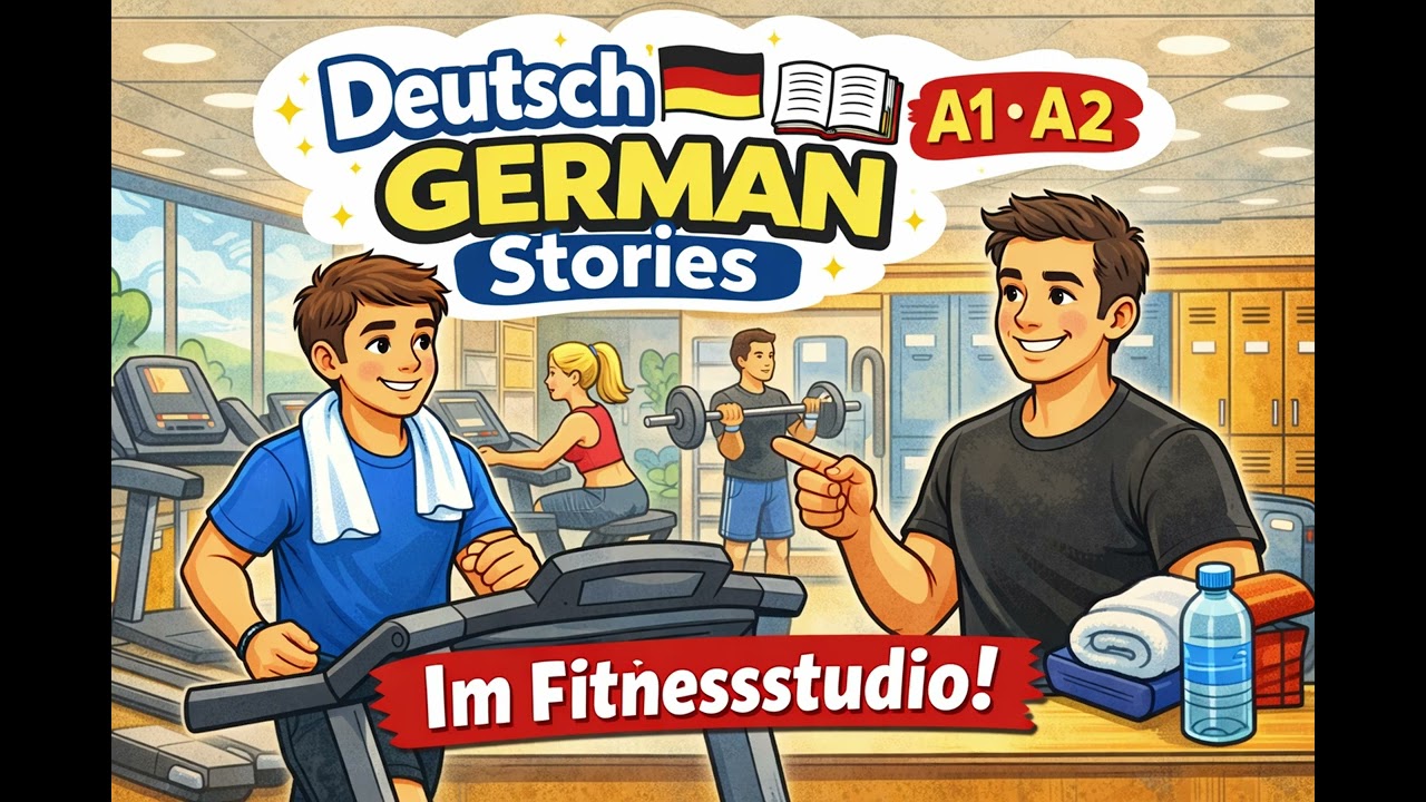 Deutsch lernen A1/A2 – Im Fitnessstudio | Einfache Geschichte & Dialoge (German Listening Practice)