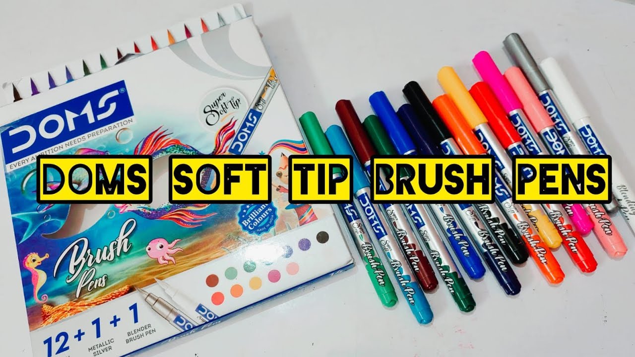Unboxing Doms Soft Tip Brush Pens 14 SHADES || UNBOXING + REVIEW || Best Brush Pens For Beginners
