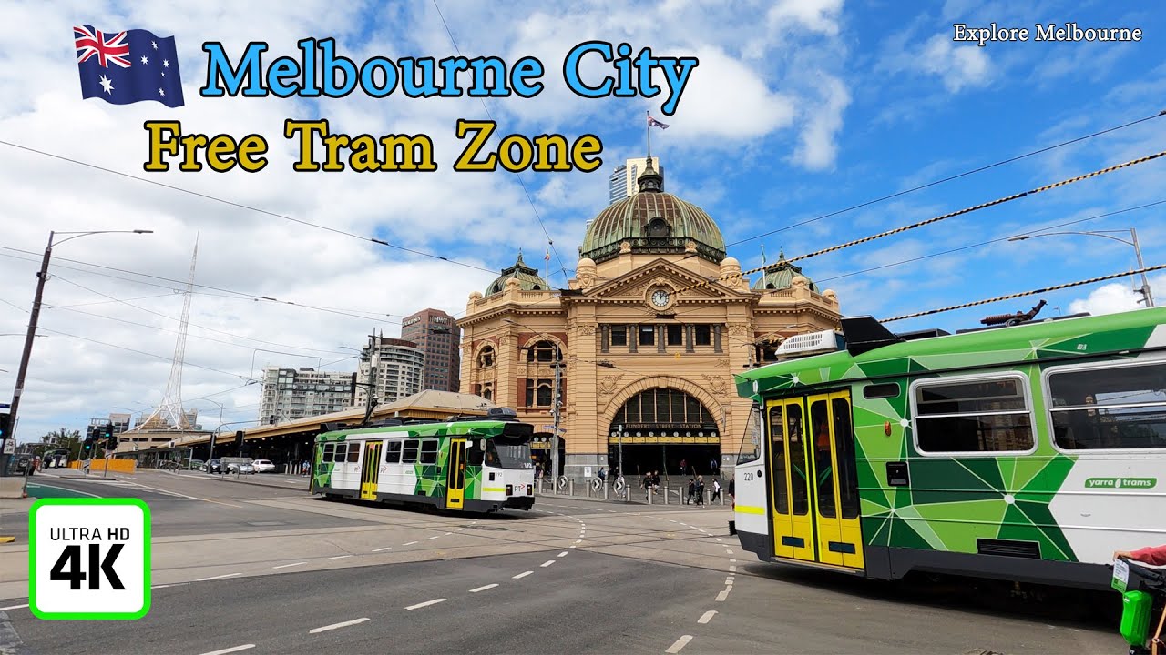 【4K Tram】Melbourne City Free Tram Zone | Melbourne Australia
