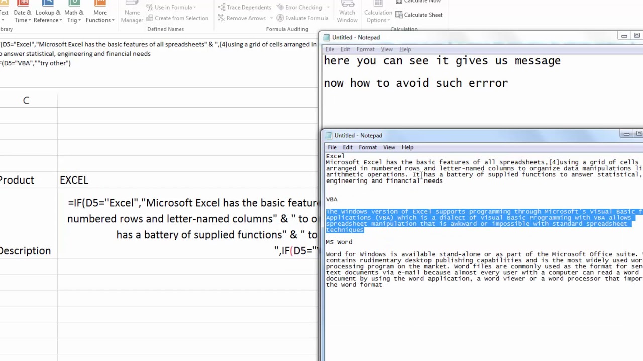 Learning Excel Text values in formulas are limited   to 255 characters excel