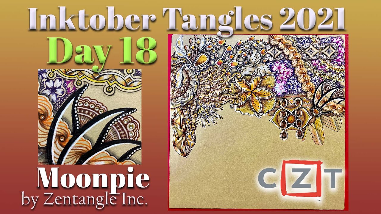 Inktober Tangles 2021 - Day 18 - Moonpie