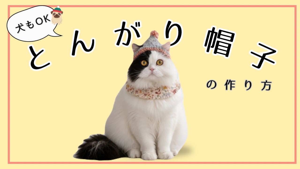 猫のとんがり帽子編んでみた！犬用サイズも簡単に作れるよ♪