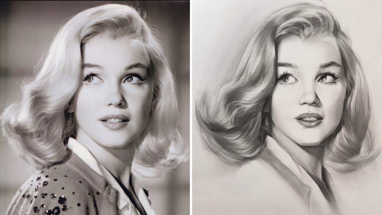How to Draw Marilyn Monroe Step by Step || Realistic Portrait Sketch