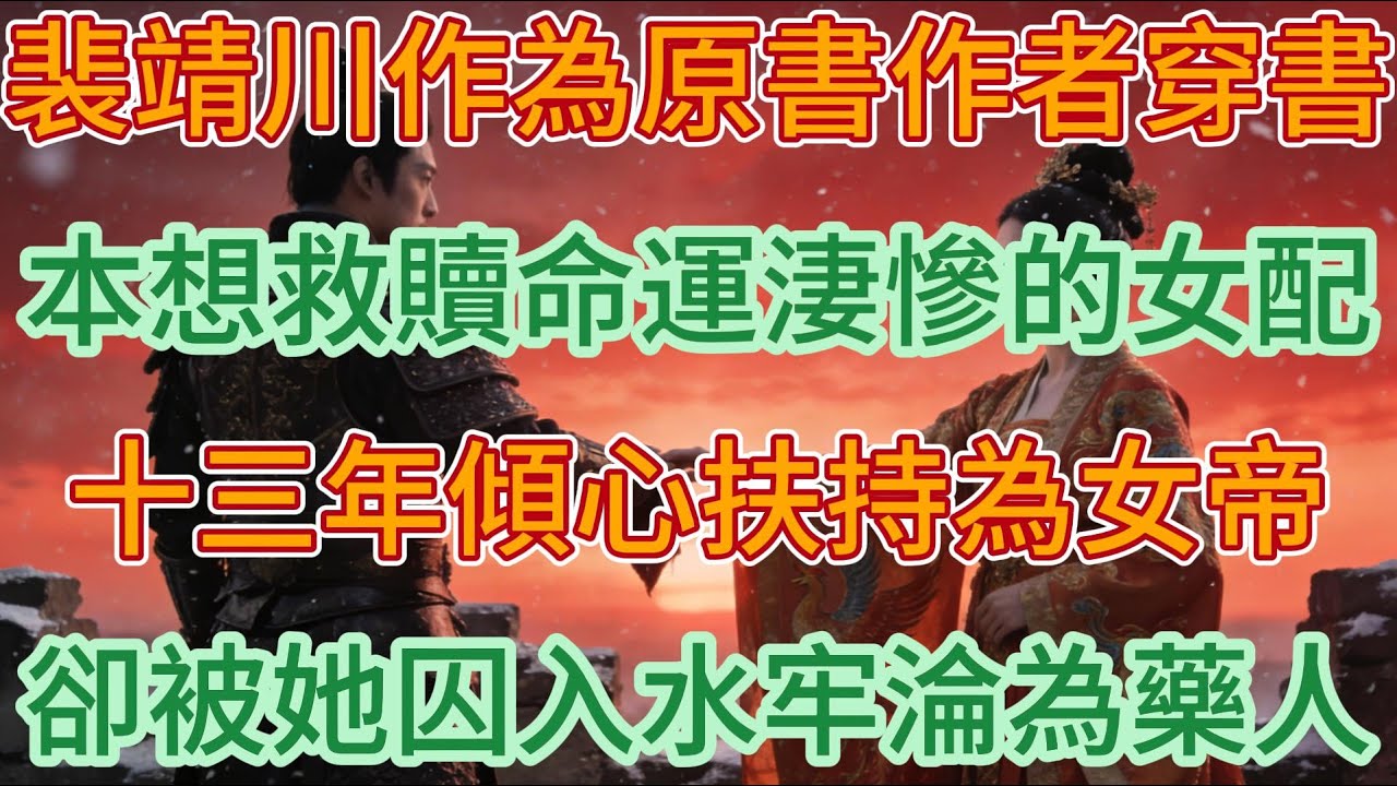裴靖川作為原書作者穿書，本想救贖命運淒慘的女配，十三年傾心扶持為女帝，卻被她囚入水牢淪為藥人#情感故事#小說#家庭故事