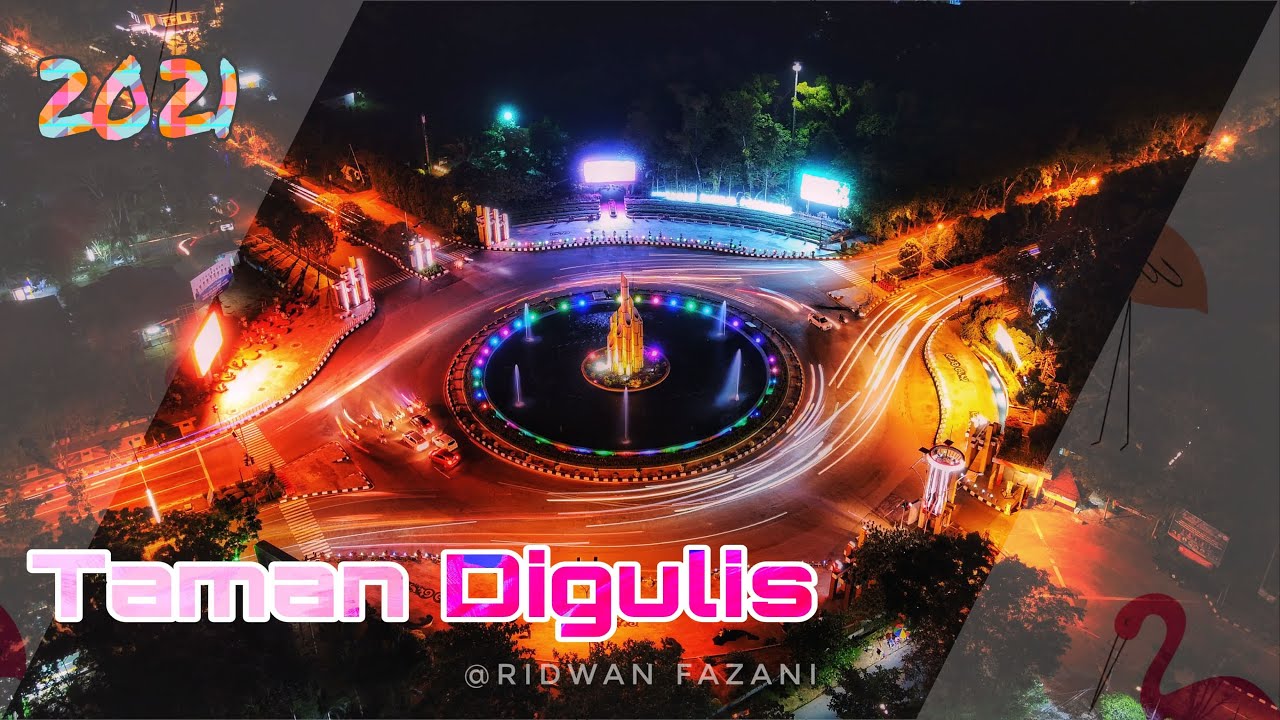 Keindahan Taman Digulis Pontianak di Malam Hari | Drone View | Wisata Pontianak
