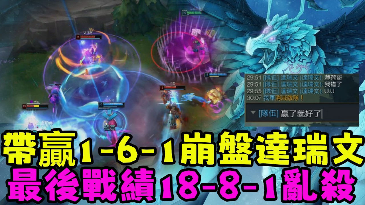 【薄荷冰鳥】冰鳥帶贏1-6-1崩盤達瑞文，最後戰績18-8-1亂殺（中路VS傑西） | 艾妮維亞 Bohe Anivia