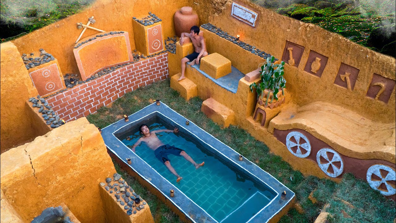 Building Swimming Pool In Fully Equipped Underground House With Modern Amenities