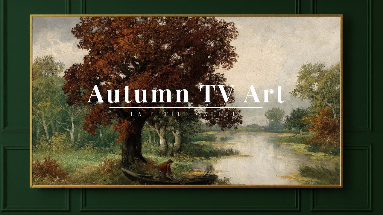 🍂 Vintage Autumn Riverside Paintings | 3 Hours of Cozy Fall Art Slideshow for Your TV with Music