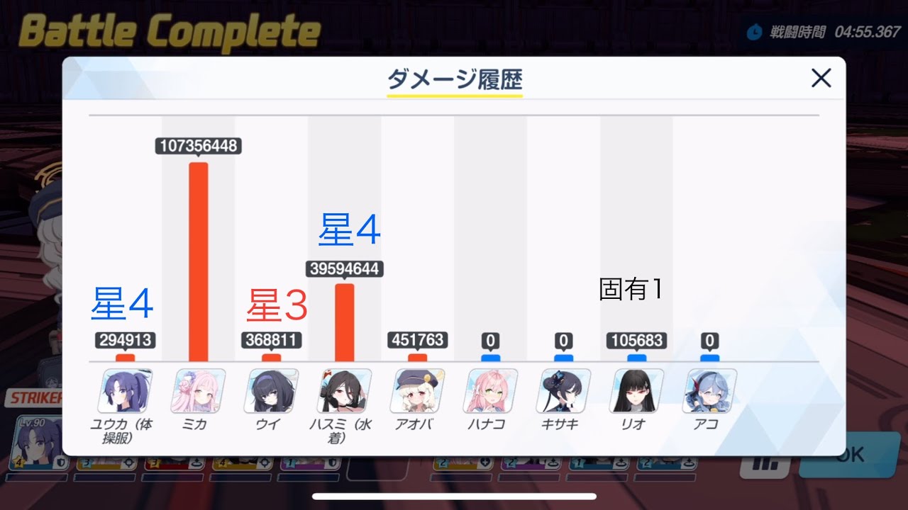 【ブルアカ】制約解除決戦 ティファレト 貫通 重装甲 99段階 (水着ハスミ星4、体操服ユウカ星4+最後火力に余裕あり)