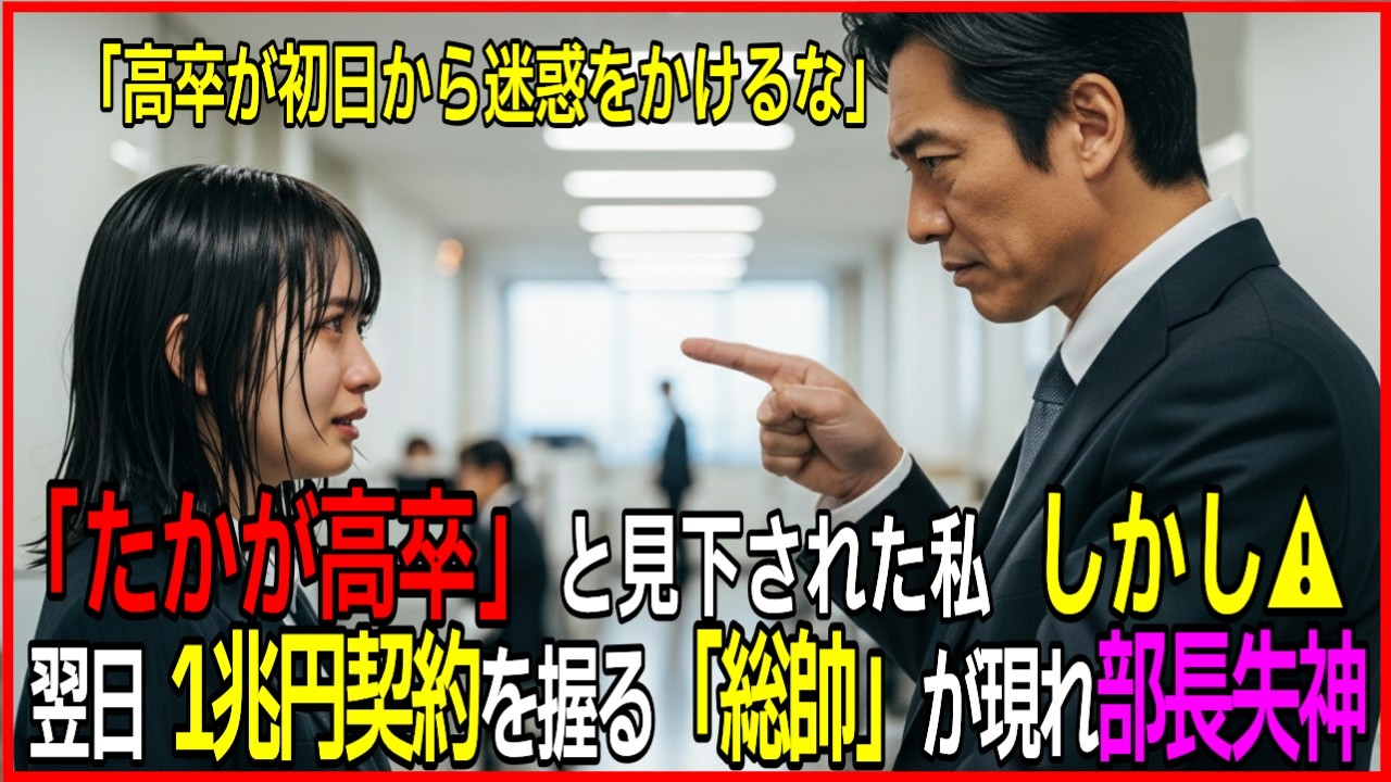 【朗読】「高卒のゴミ」と初出勤で解雇された女性。3日後、彼女が助けた男が『特大契約の主』として会社に現れ、部長が崩れ落ちる羽目に...【感動する話】