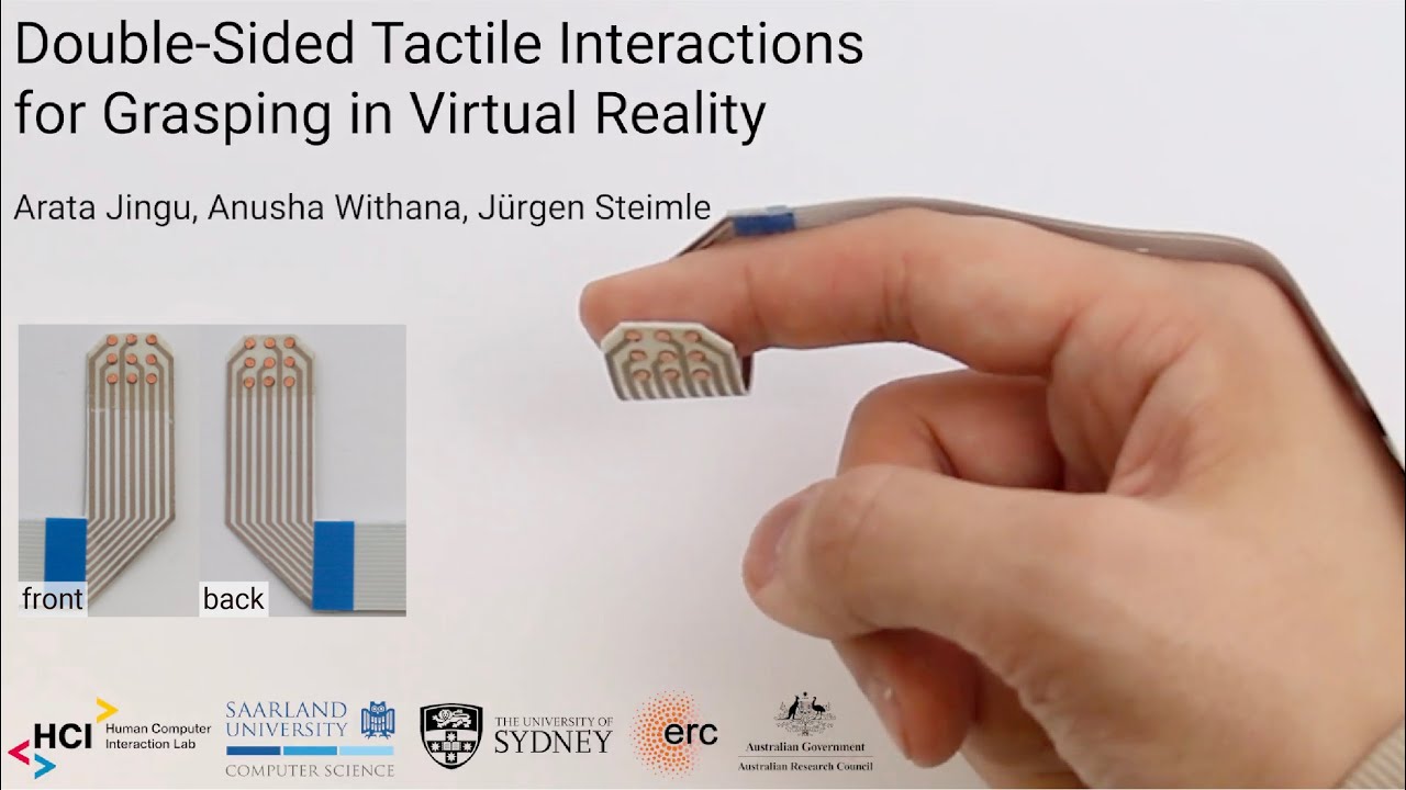 Double-Sided Tactile Interactions for Grasping in Virtual Reality