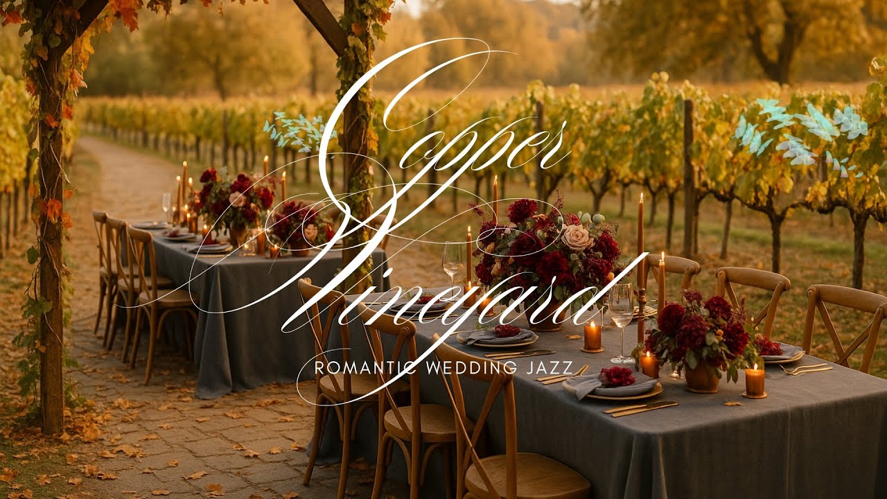 Copper Vineyard Romance | 4K Romantic Jazz Instrumental | Elegant Fall Outdoor Wedding Background