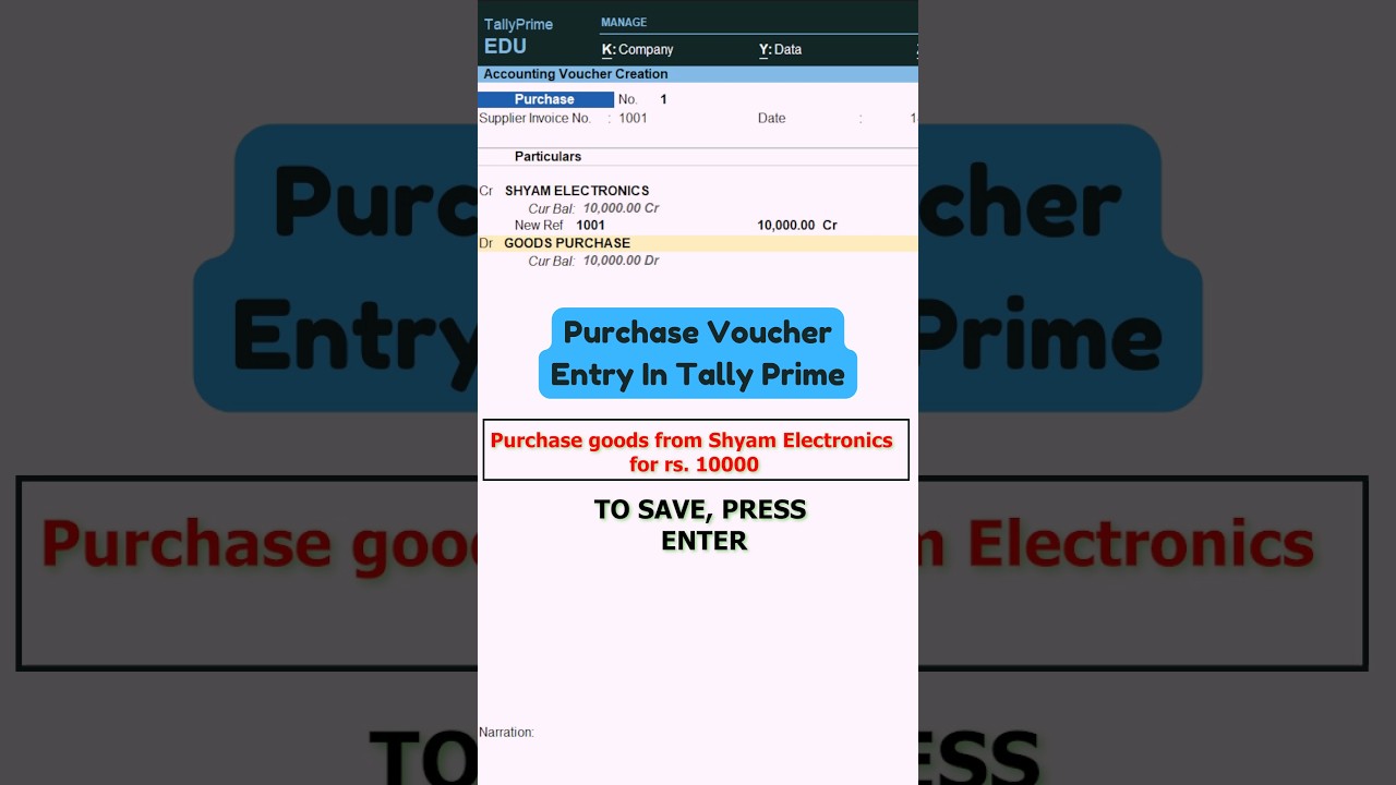 Purchase Voucher Entry in Tally&nbsp;Prime | #tally #tallyprime #tallyerp9 #tally_prime #tallyprime4