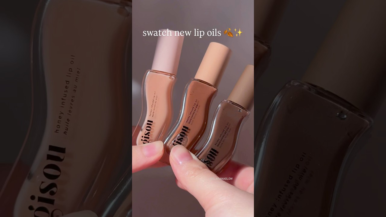 delicious lip oils 🤎 Gisou Lip Oils 🍦 Vanilla Glaze 🍮 Sticky Toffee☕️ Milky Mocha #Gisou #Makeup