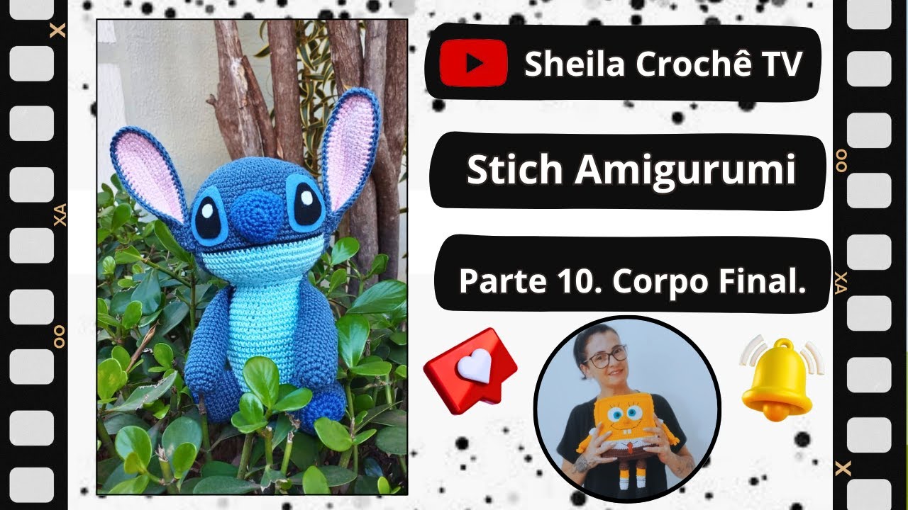 Stich. Parte 10. Corpo Final. Angel e Stich Amigurumi.