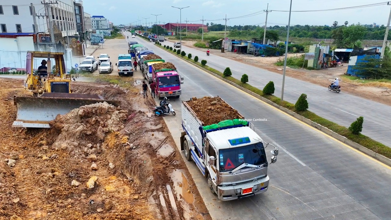 Wonderful!! Building Foundation Village Road Construction By Dozer Komat’su D53E Pushing Soil