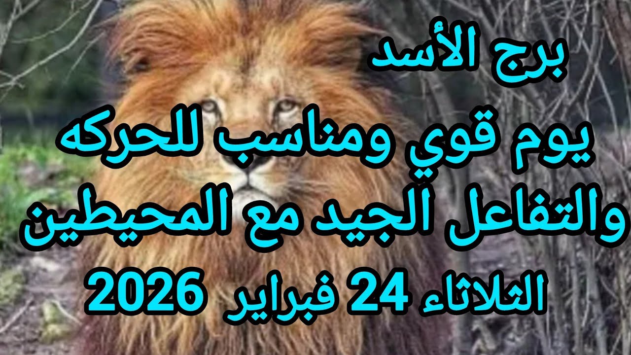 برج الأسد يوم قوي ومناسب للحركه والتفاعل الجيد مع المحيطين توقعات يوم الثلاثاء 24 فبراير 2026