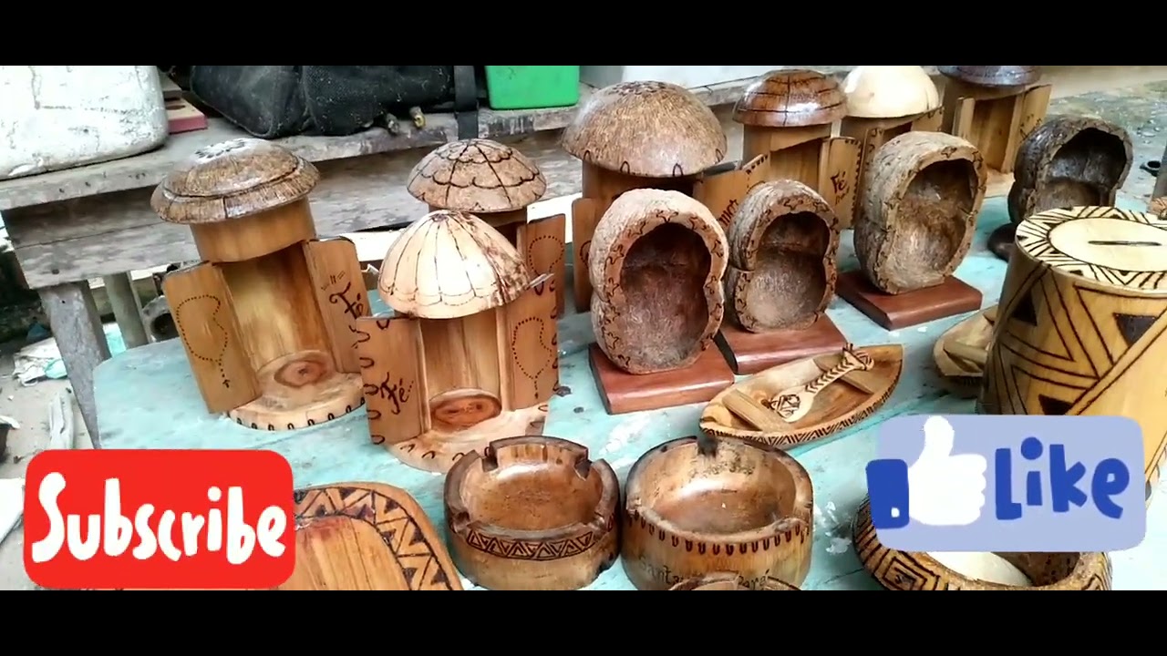 Artesanato em bambu e madeira e ouri&ccedil;o