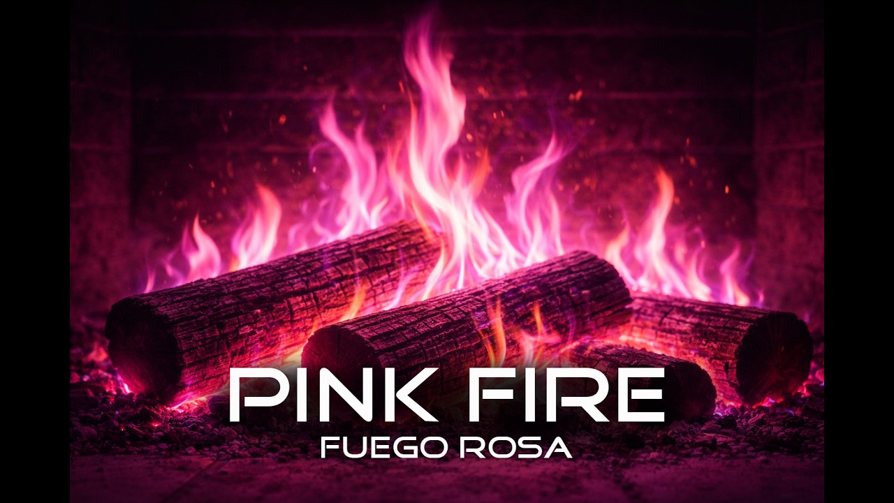 Pink Fire ASMR (1 Hour) – Cozy Crackling Fireplace Sounds 4K 🔥