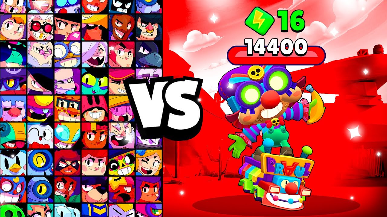 CRAZY CLOWN CARL vs ALL BRAWLERS! With 16 POWER-UPs! | Brawl Stars