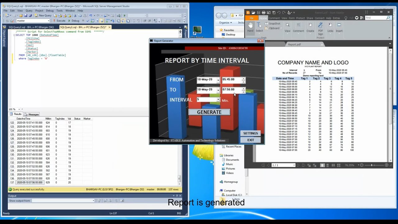 Factory Talk View SCADA - Report generation