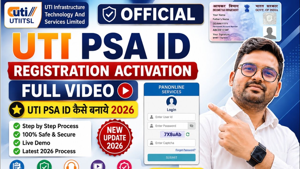Official UTI PSA ID Registration Activation Full Video - UTI PSA ID Kaise Banaye 2026 - ICT PAN