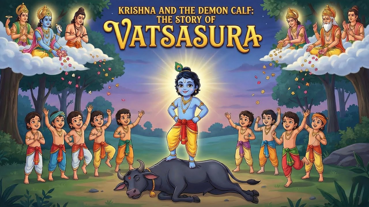 Krishna and the Demon Calf: The Story of Vatsasura / Little Krishna and the Big Bad Calf #krishna 