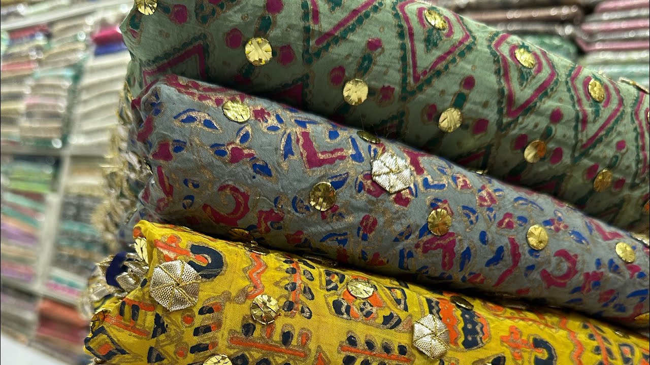 Hand Block Gotta Mukesh Wedding Shawl