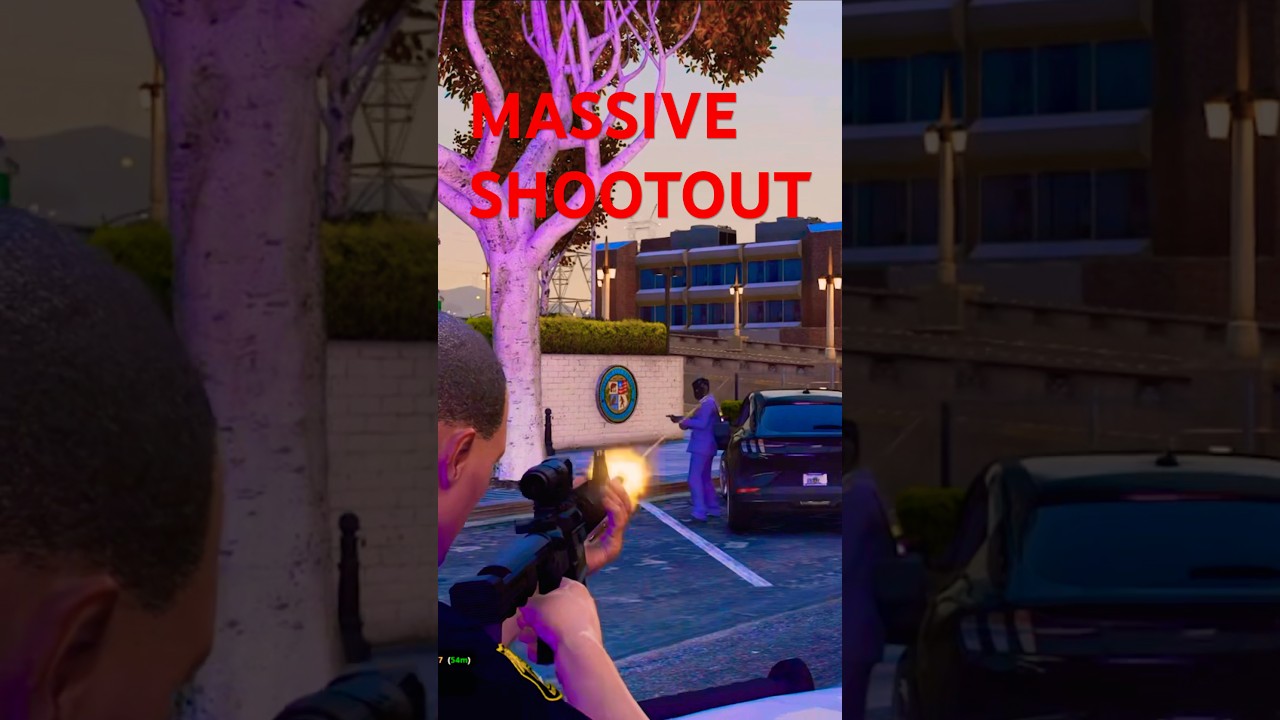MASSIVE SHOOTOUT Outside Mission Row Police Department in GTA 5 RP #gtarp #ocrp #fivem