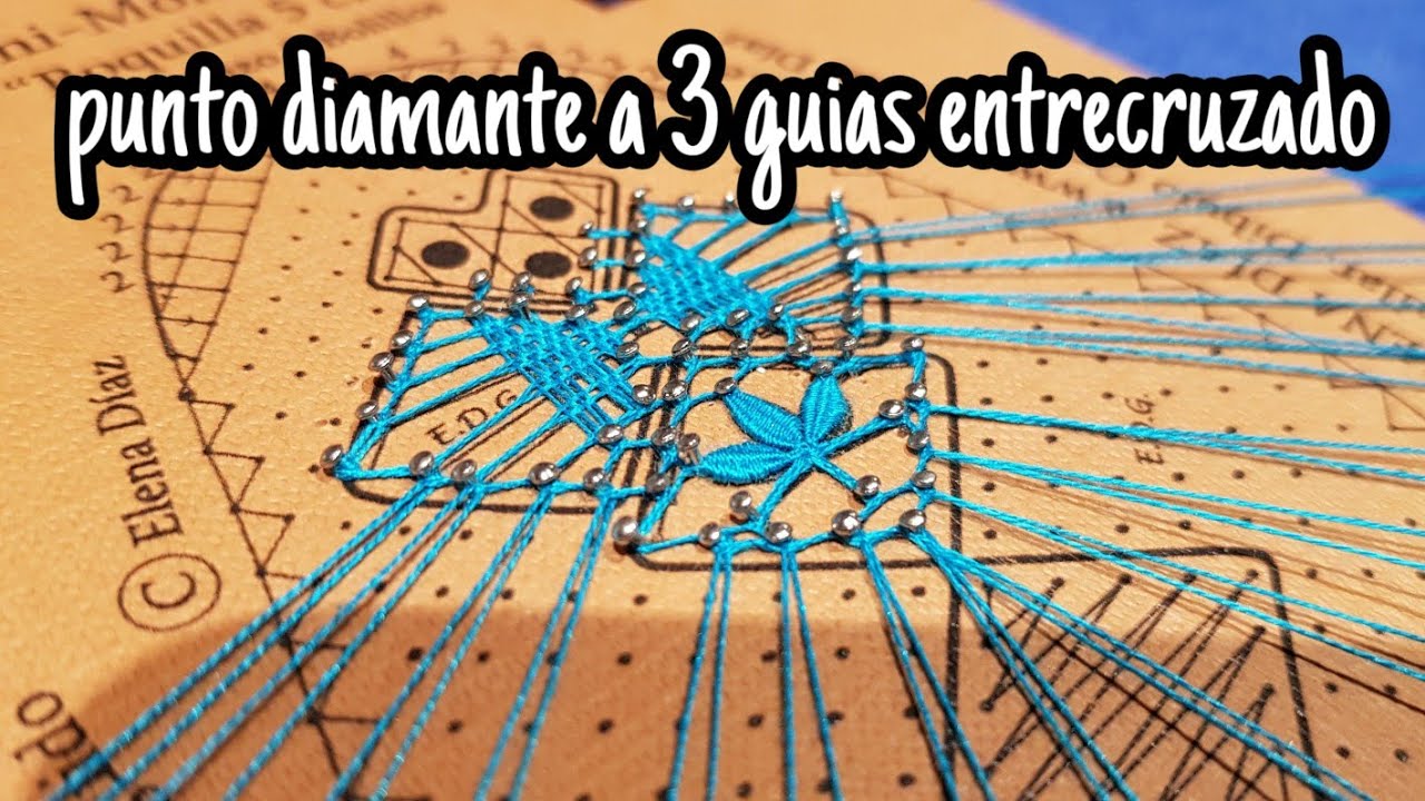 Punto Diamante a 3 guias entrecruzados - Bolillotutorial Raquel M.Adsuar Bolillotuber