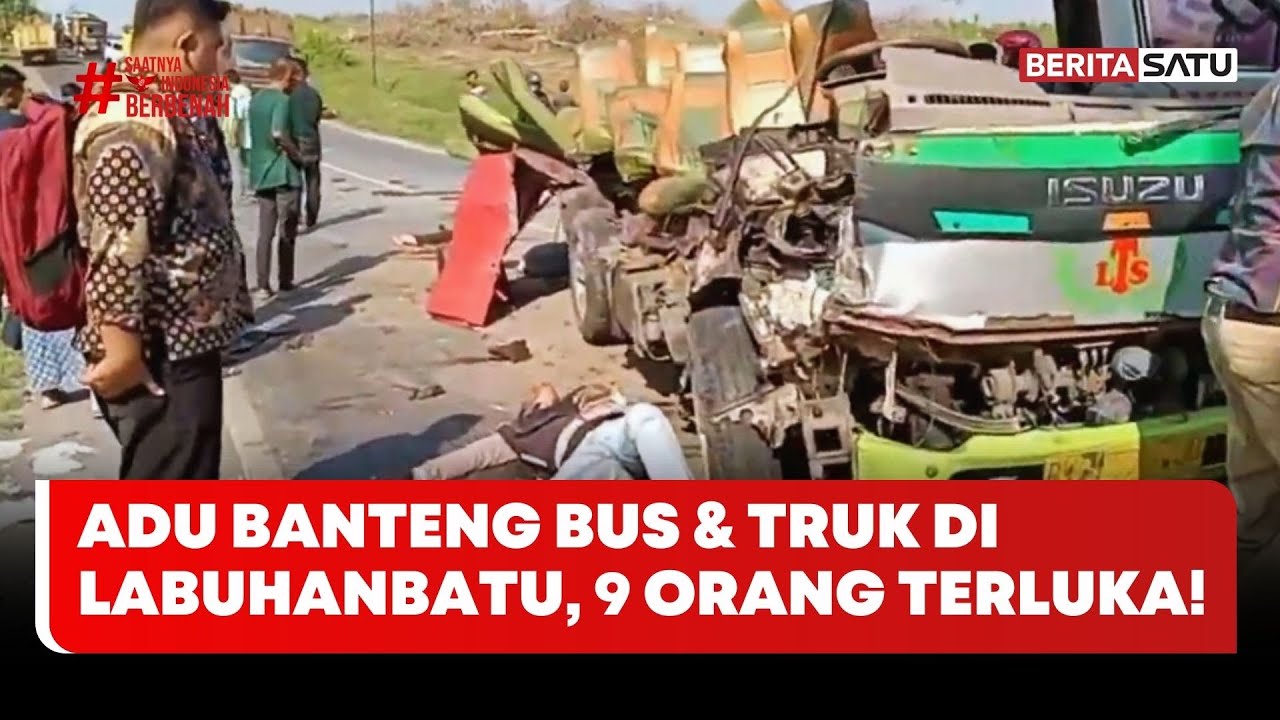 Adu Banteng Bus & Truk di Labuhanbatu, 9 Orang Terluka #beritasatu