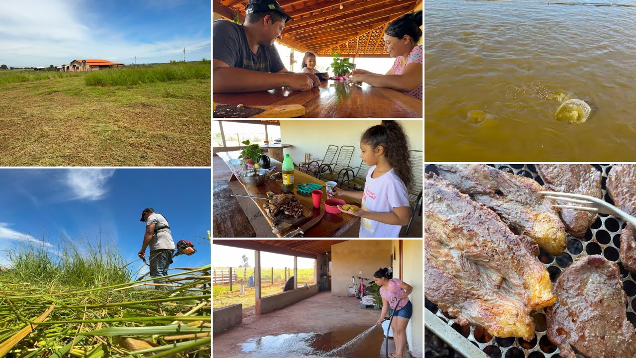 NOSSA MANH&Atilde; DE DOMINGO| ASSAMOS CARNE PRO ALMO&Ccedil;O| LIMPANDO ONDE VAI SER O CURRAL!!