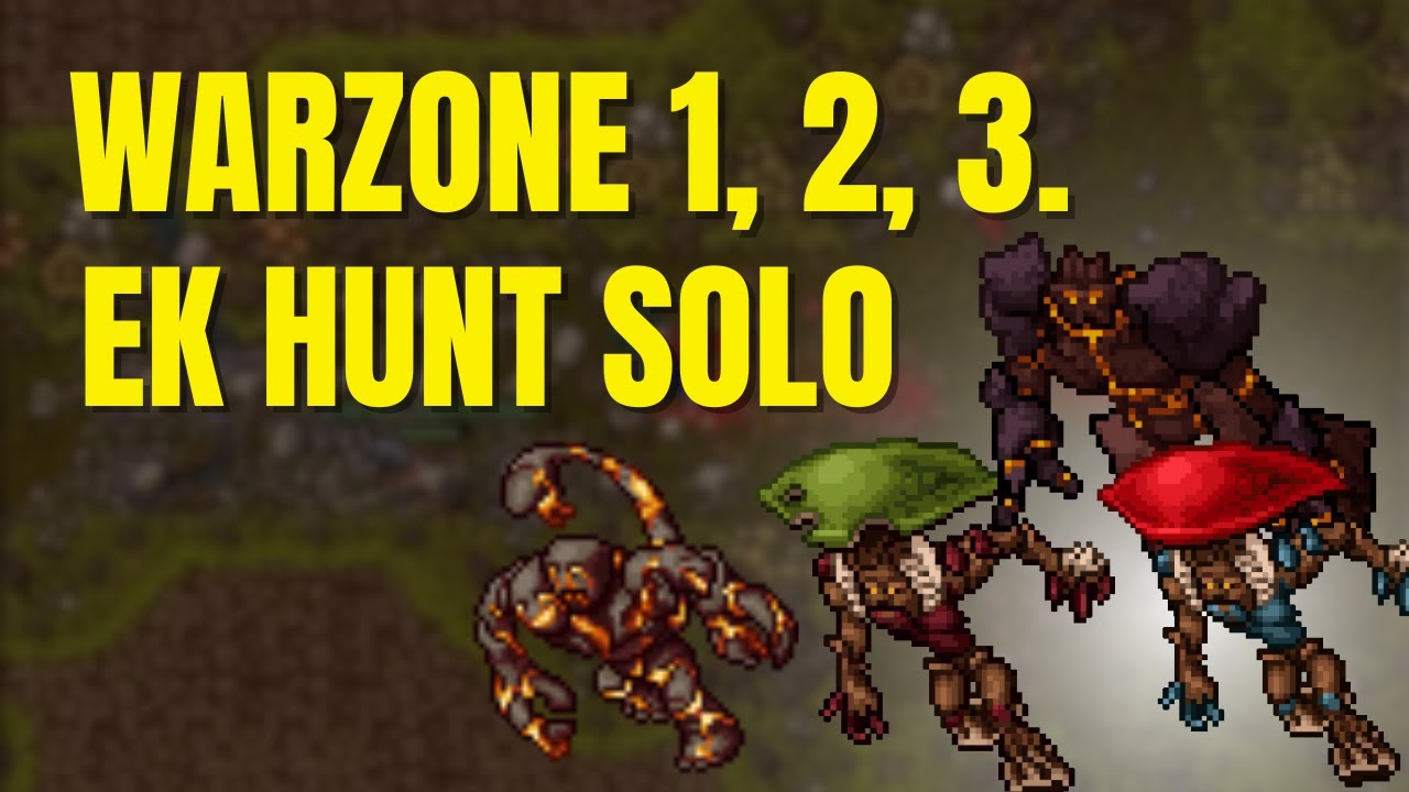Tibia - Ek Hunt Solo Warzone 1, 2, 3 pós Atualização