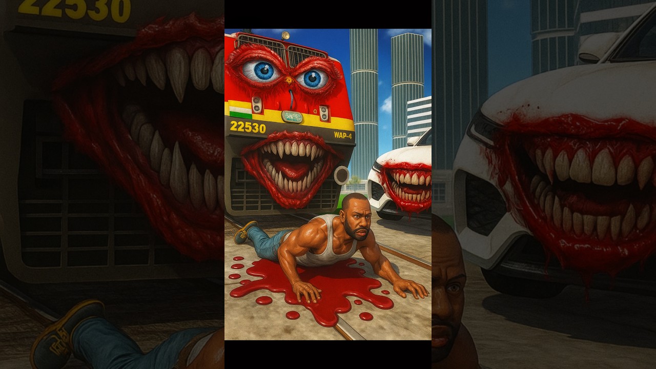 Tiny Horror Train Vs Franklin In Indian bike driving 3d #harshtatsuya #shortsfeed #franklin